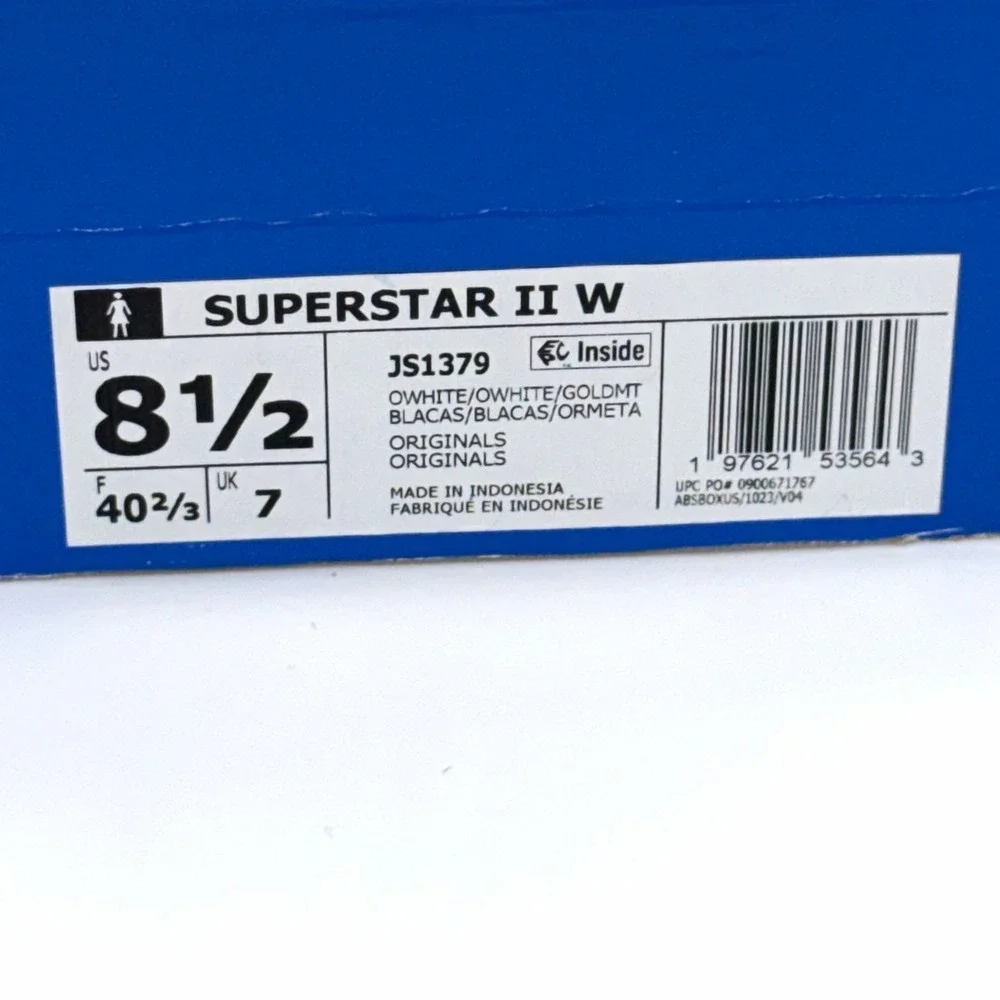 Adidas Women's Superstar II W Shoes JS1379 Size 8.5 Off White Gold Metallic NWT